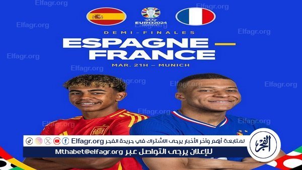 موعد مباراة فرنسا ضد اسبانيا في نصف نهائي يورو 2024 والقنوات الناقلة